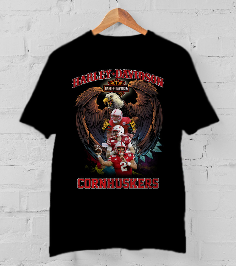 Harley Davidson Nebraska Cornhuskers Football Eagle T-Shirt