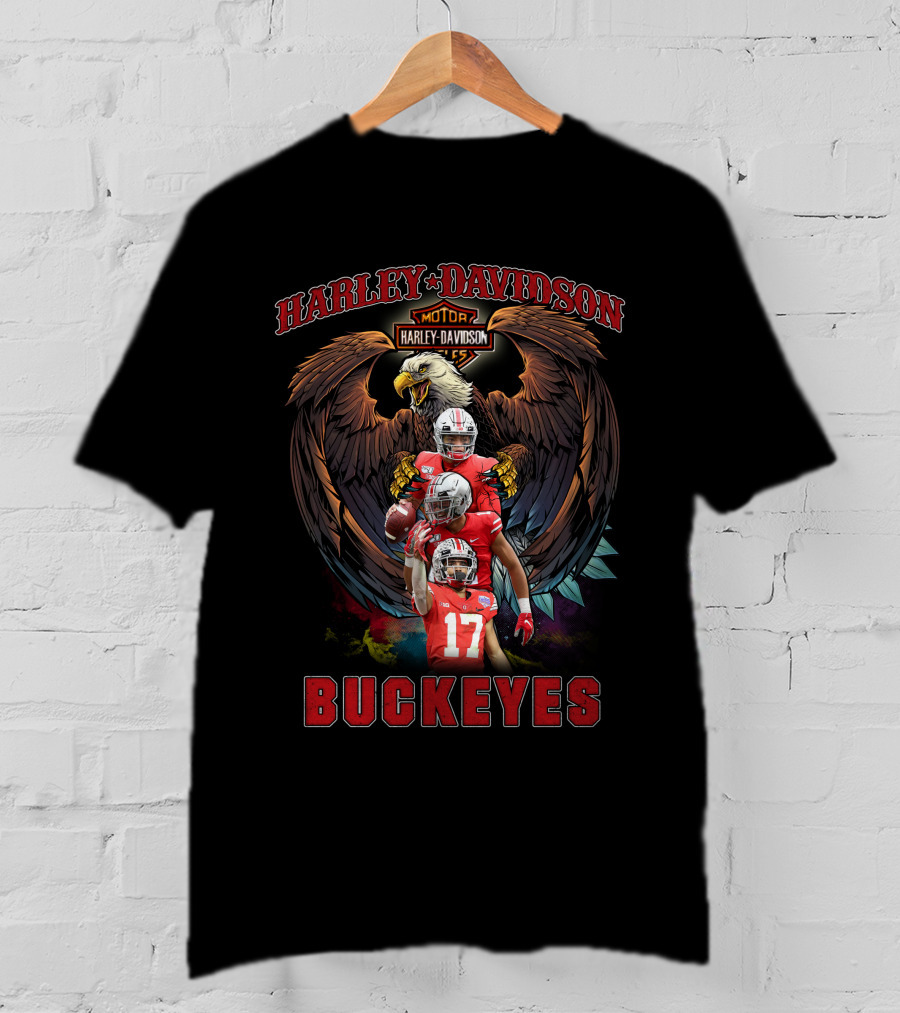 Harley Davidson Motor Ohio State Buckeyes Football Eagle T-Shirt