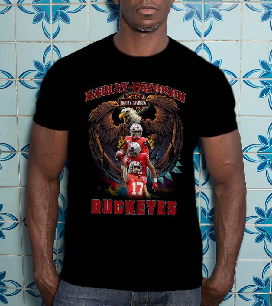 Harley Davidson Motor Ohio State Buckeyes Football Eagle T-Shirt