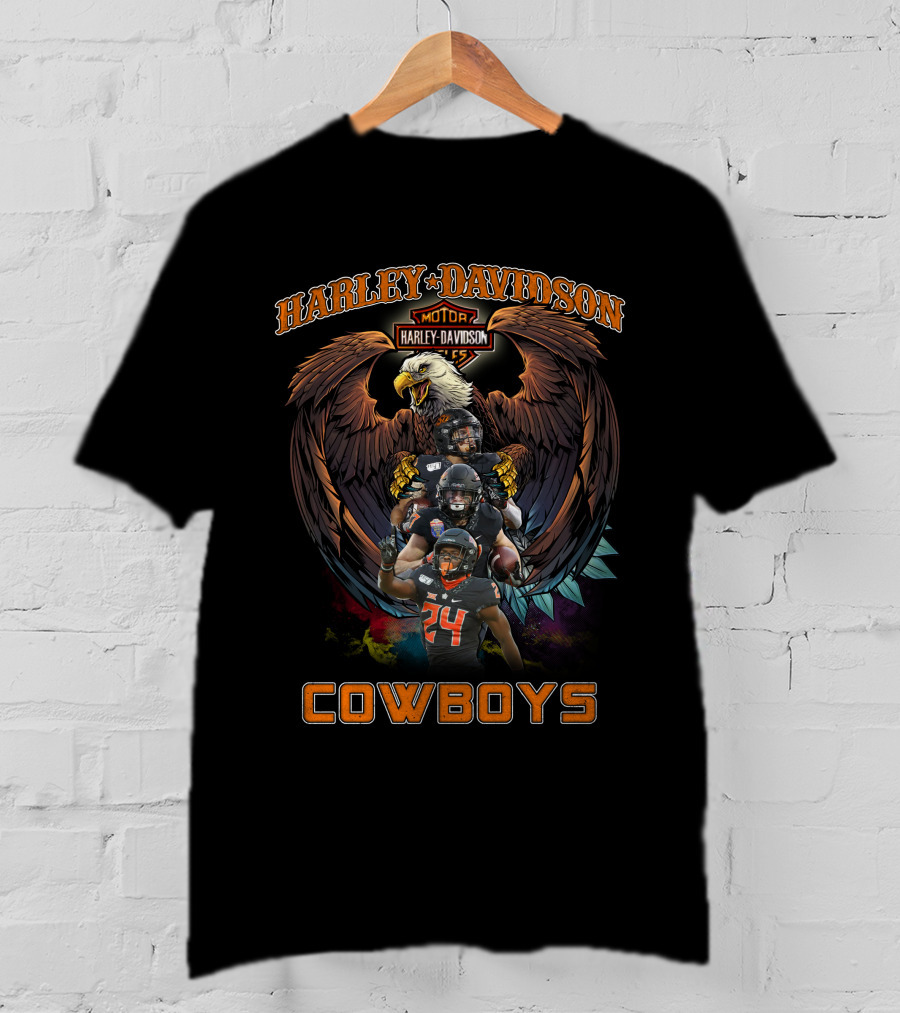 Harley Davidson Motor Eagle Oklahoma State Cowboys T-Shirt