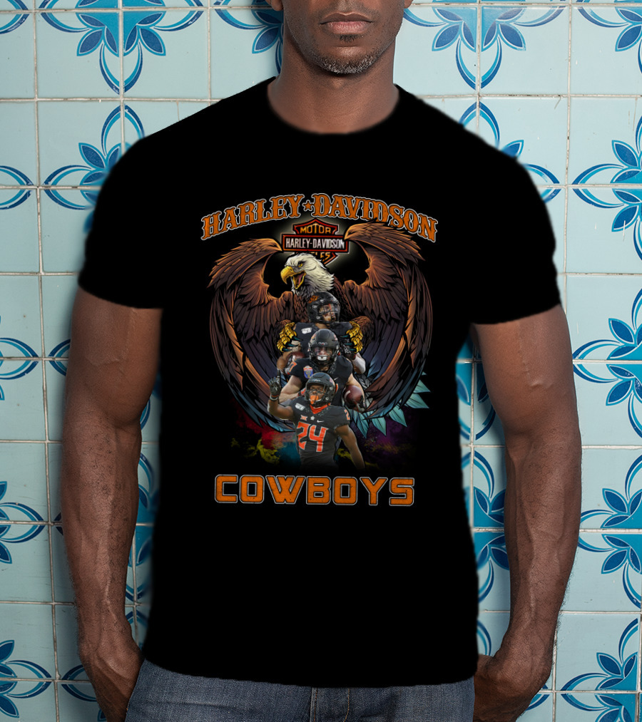 Harley Davidson Motor Eagle Oklahoma State Cowboys T-Shirt