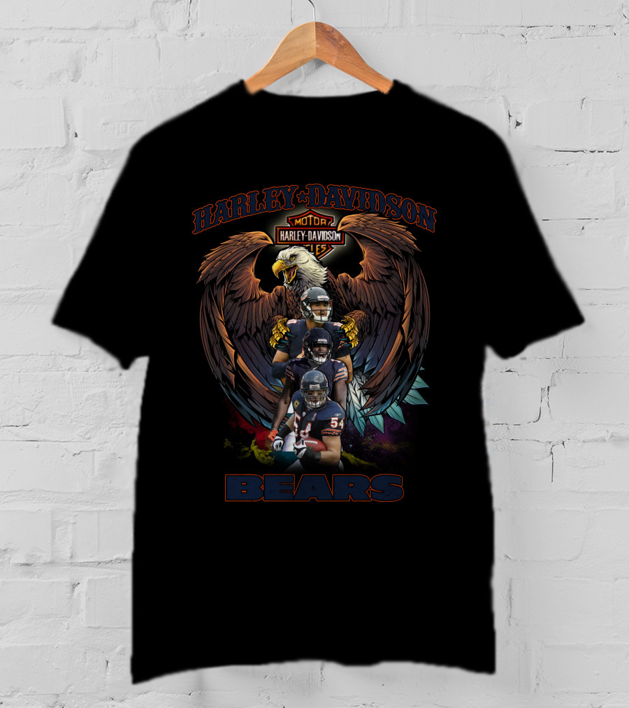 Harley Davidson Bears Chicago Football Team Players Eagle T-Shirt