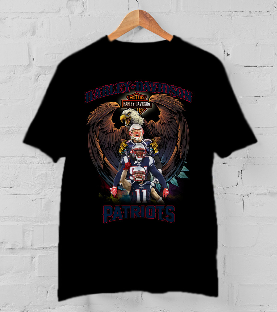 Harley Davidson New England Patriots Eagle Football T-Shirt