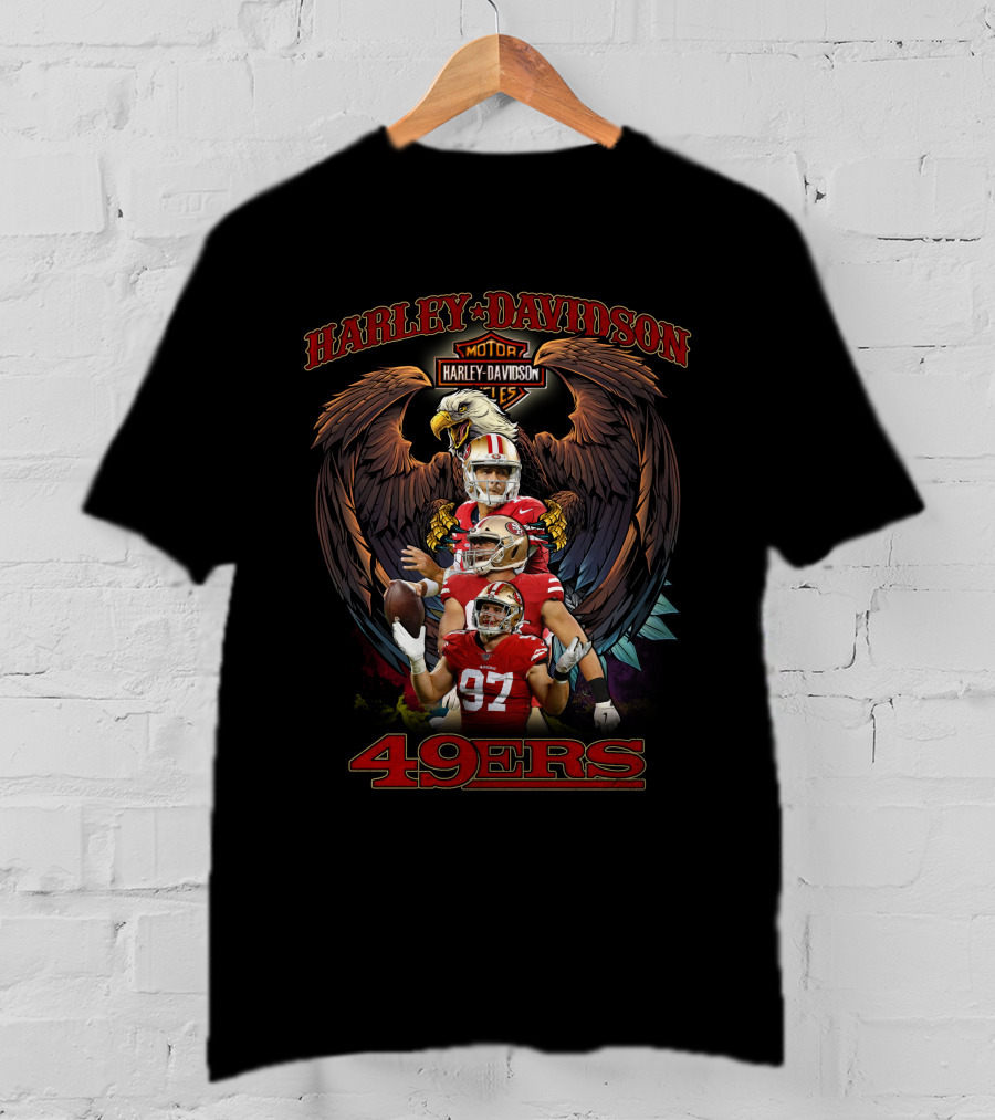 Harley Davidson 49ers San Francisco Football Players And Eagle T-Shirt