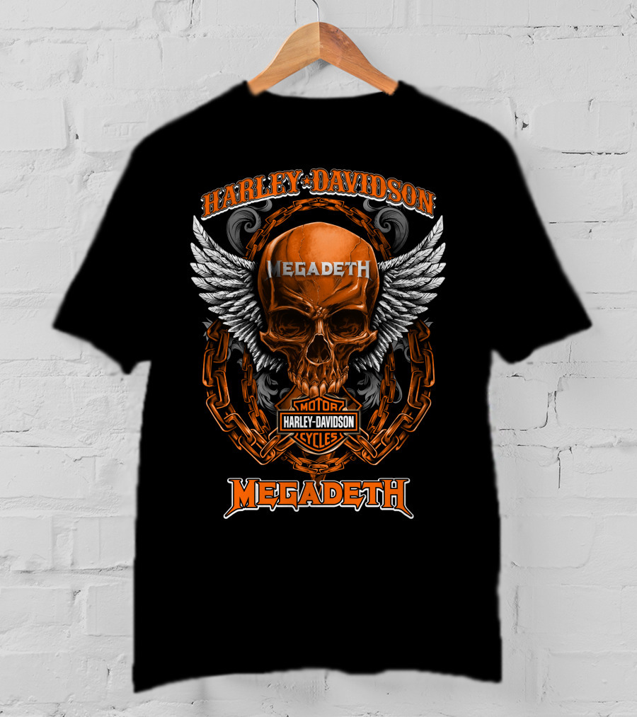 Harley Davidson Megadeth Motor Cycles Skull And Wings Hd2408 T-Shirt