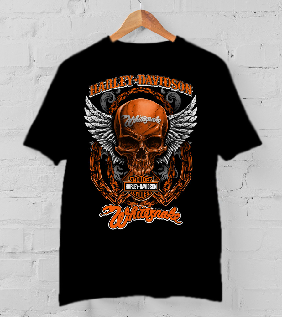 Harley Davidson Motor Cycles Skull Winged Whitesnake Hd2408 T-Shirt