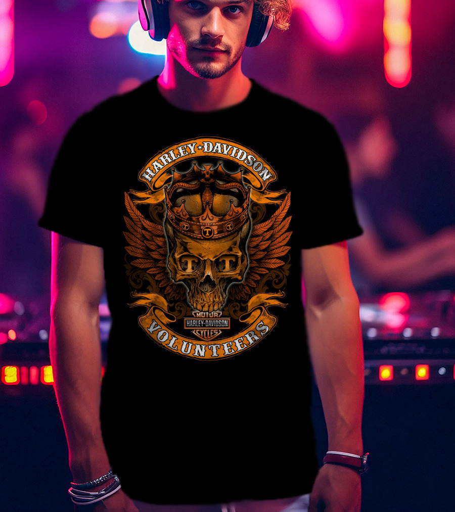 Harley Davidson King Skull Tennessee Volunteers T-Shirt