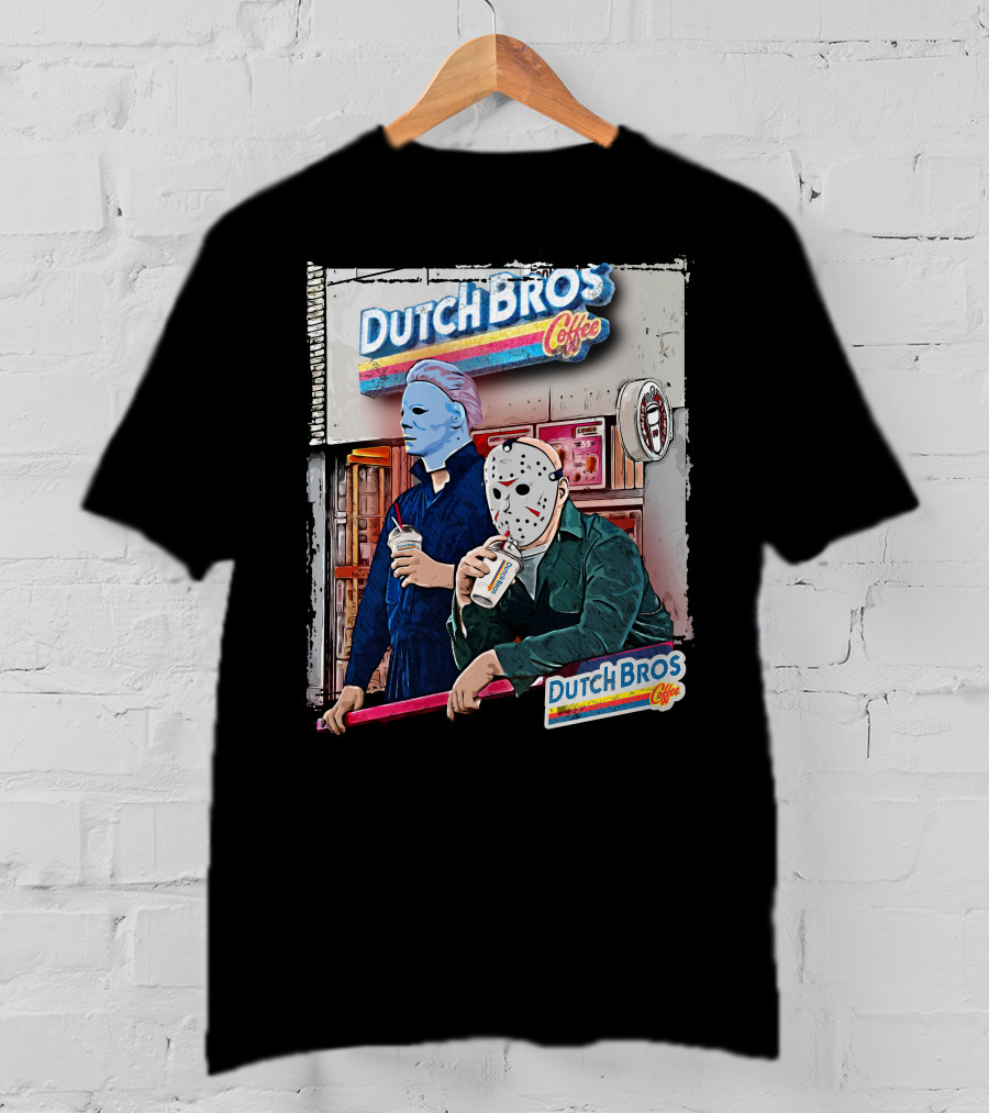 Dutch Bros Coffee Horror Characters Retro 80s T-Shirt