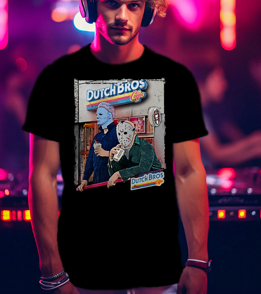 Dutch Bros Coffee Horror Characters Retro 80s T-Shirt