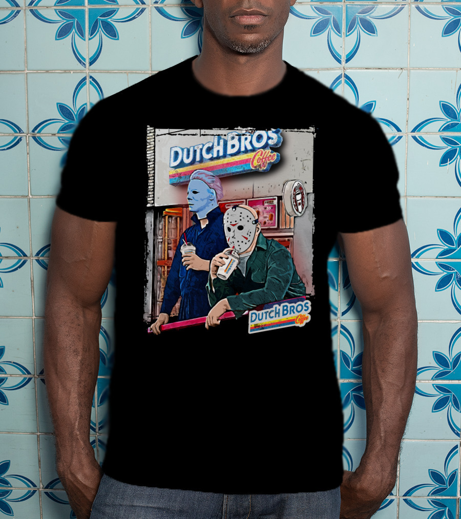 Dutch Bros Coffee Horror Characters Retro 80s T-Shirt