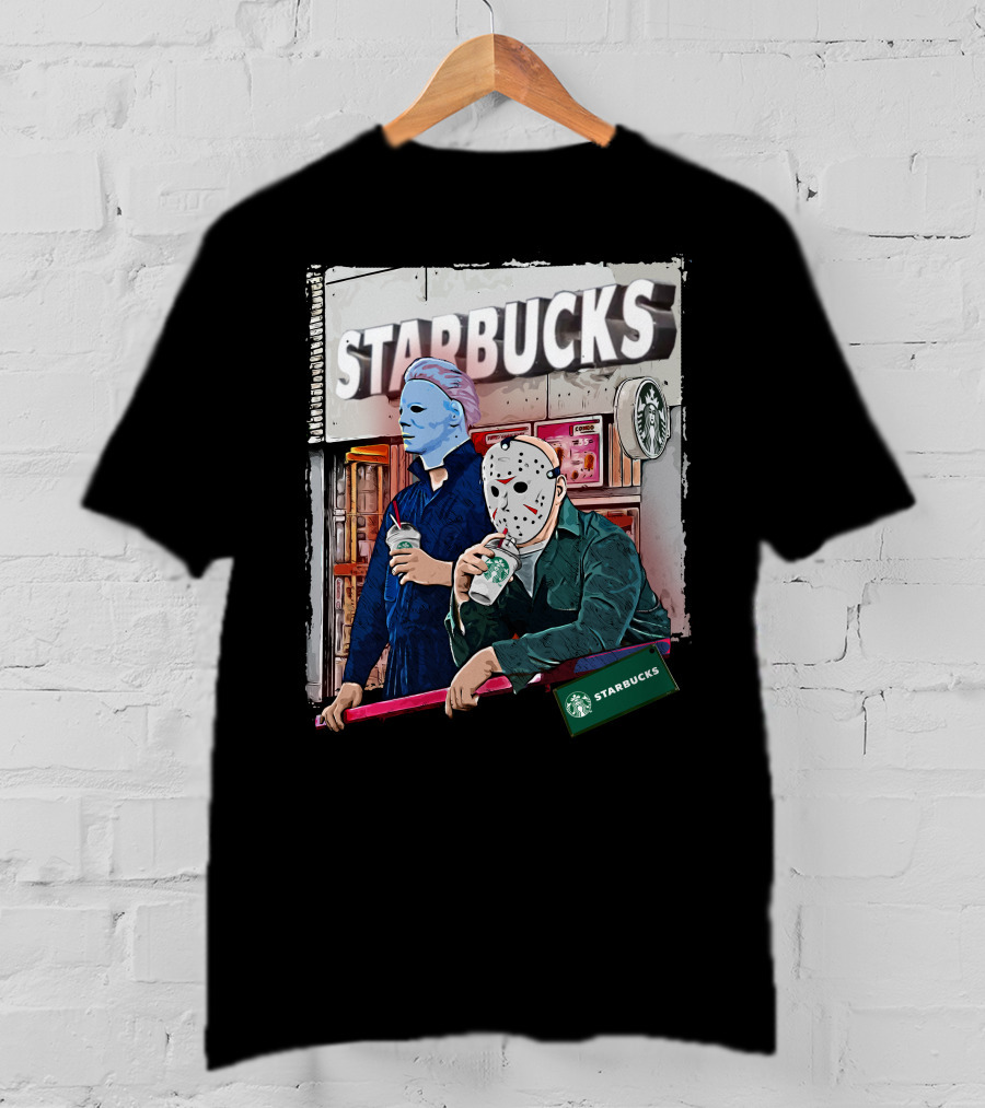Starbucks Michael Myers Jason Voorhees Coffee Break T-Shirt