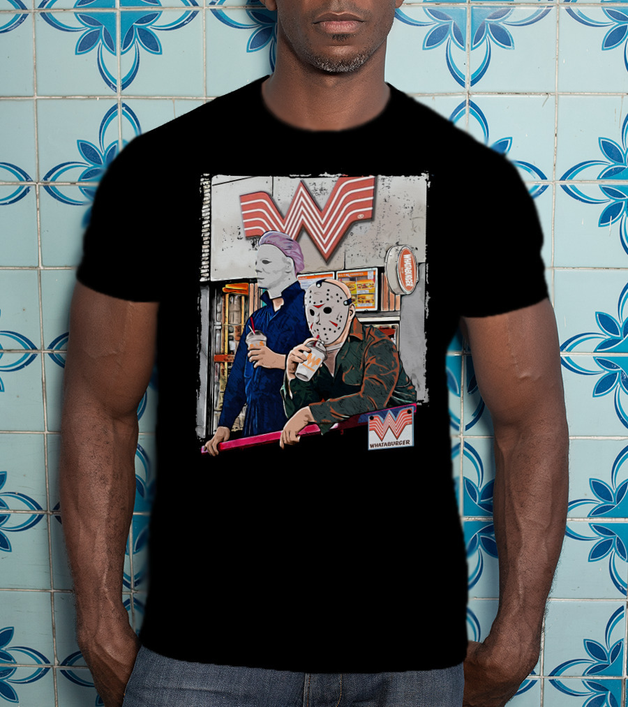 WAB HLW Whataburger Horror Icons With Michael And Hockey Mask T-Shirt