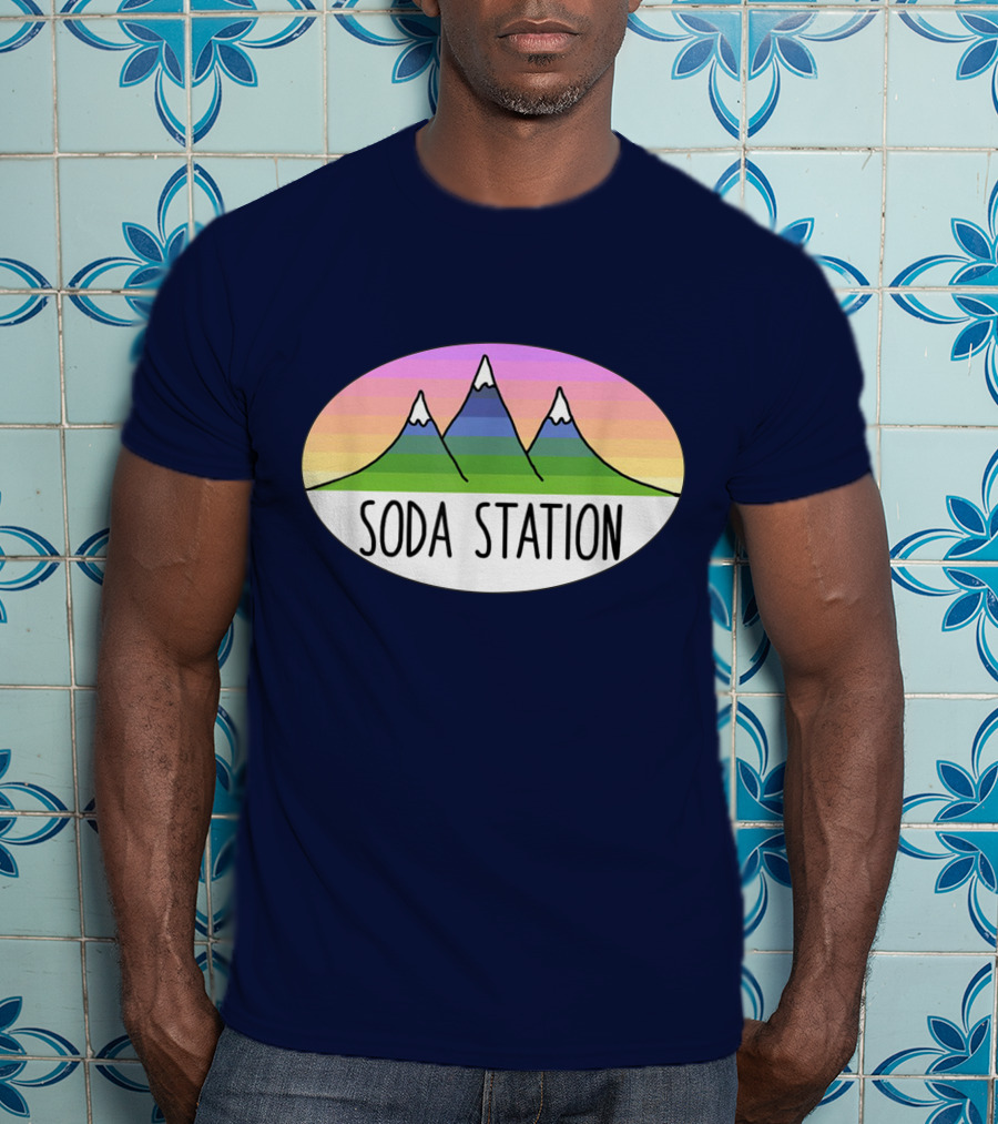Retro Mountain Stripe Soda Station T-Shirt