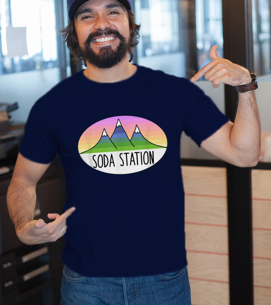 Retro Mountain Stripe Soda Station T-Shirt