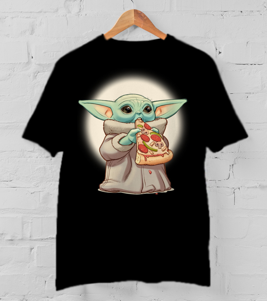 Yoda Eating Pizza Slice Adorable T-Shirt