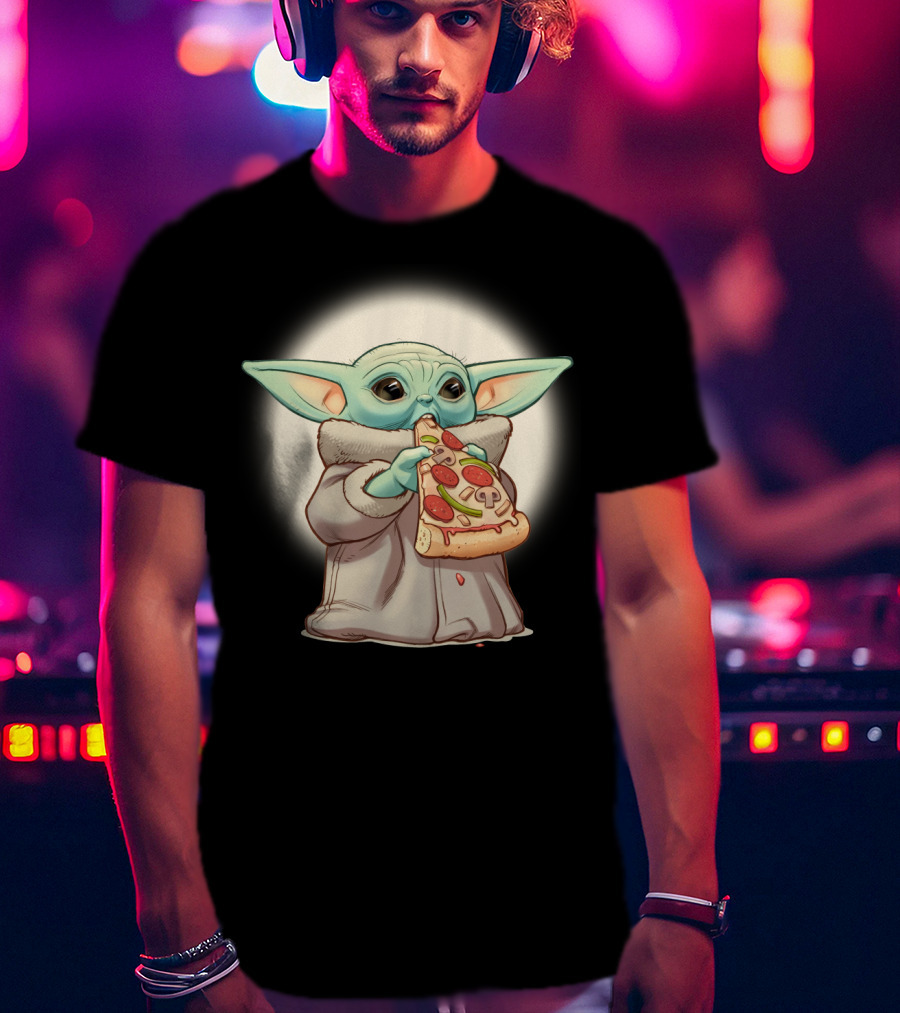 Yoda Eating Pizza Slice Adorable T-Shirt