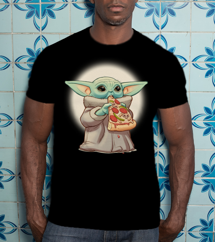 Yoda Eating Pizza Slice Adorable T-Shirt