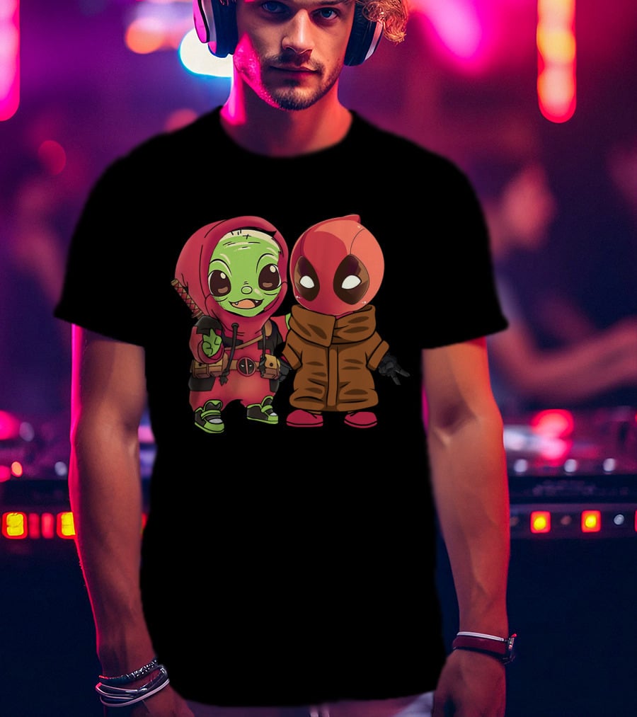 Baby Yoda Deadpool Crossover Hoodie Characters T-Shirt