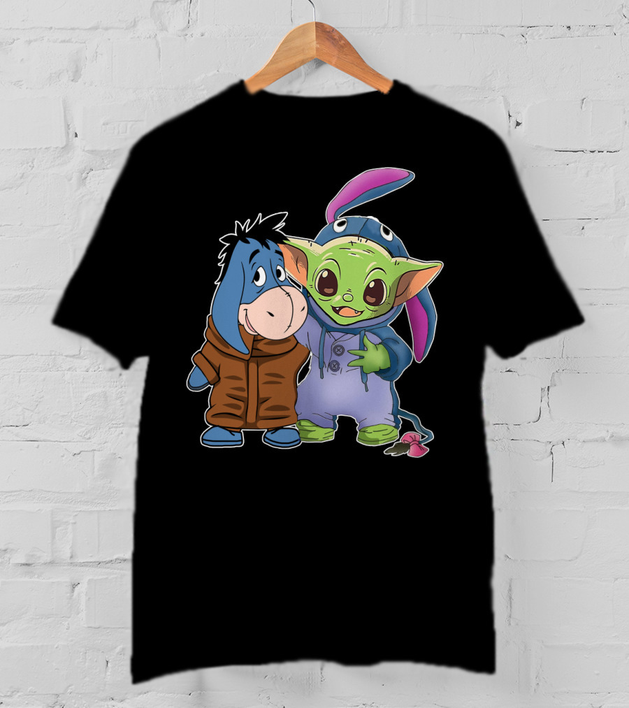 Eeyore And Baby Yoda In Stitch T-Shirt