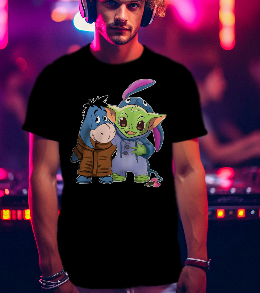 Eeyore And Baby Yoda In Stitch T-Shirt