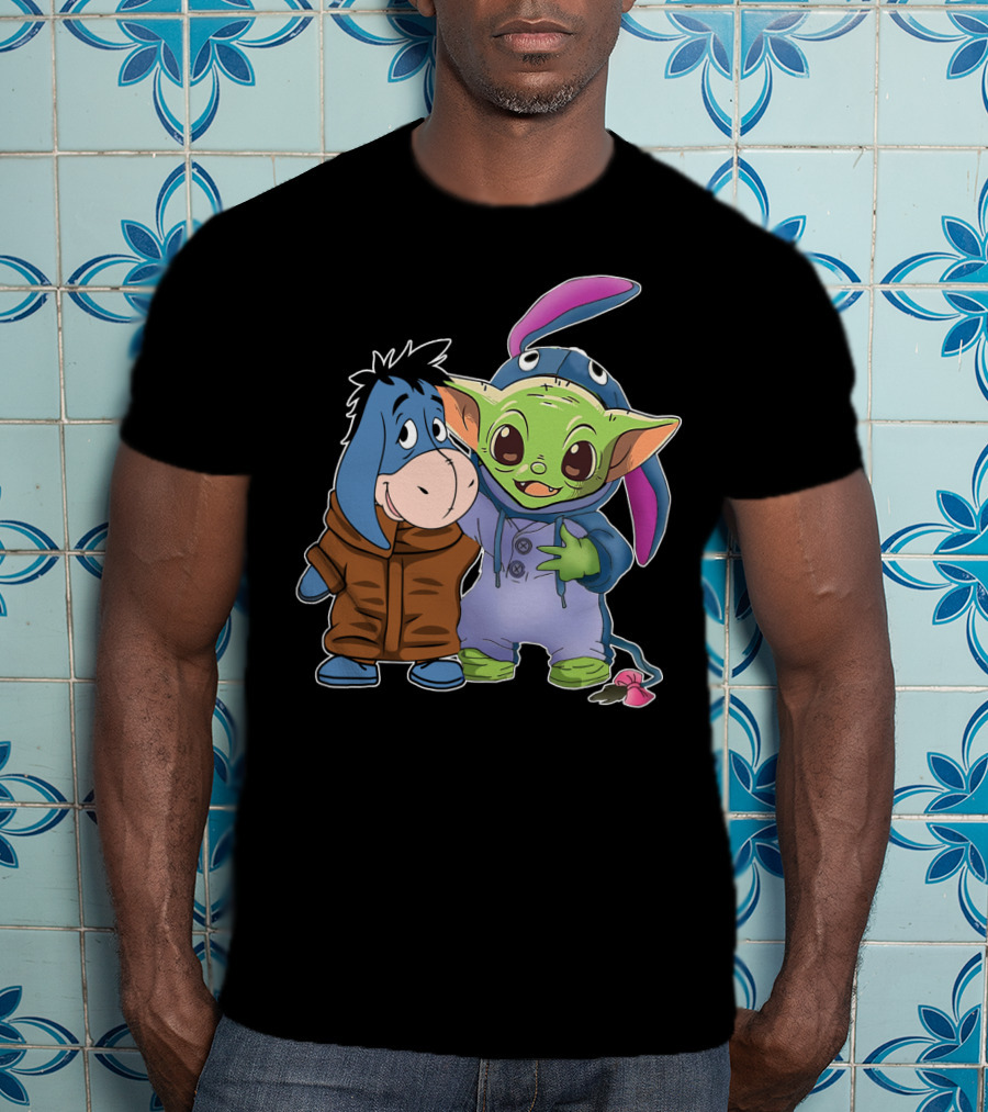 Eeyore And Baby Yoda In Stitch T-Shirt