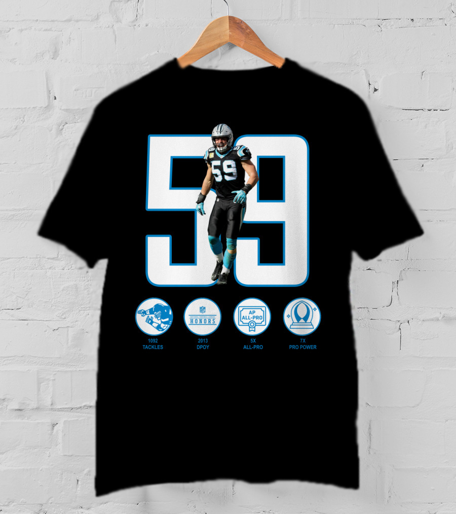 Luke Kuechly 59 1092 Tackles 2013 DPOY 5x All-Pro 7x Pro Power T-Shirt