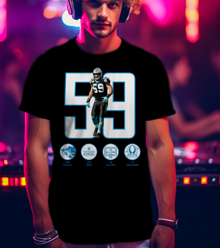 Luke Kuechly 59 1092 Tackles 2013 DPOY 5x All-Pro 7x Pro Power T-Shirt