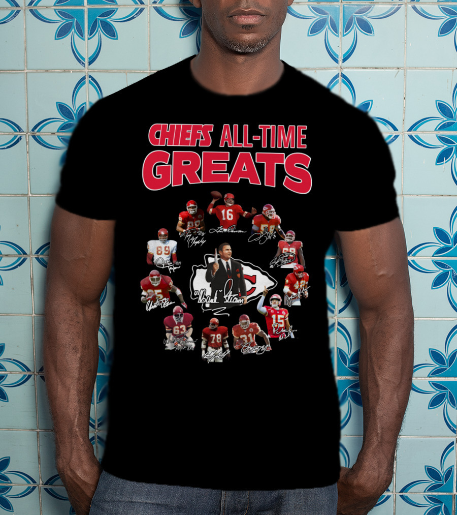 Chiefs All-Time Greats Legends Signatures NFL Stars T-Shirt