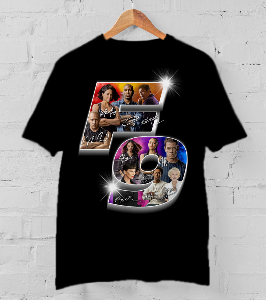 Fast And Furious 9 Cast Signatures And Character Collage T-Shirt