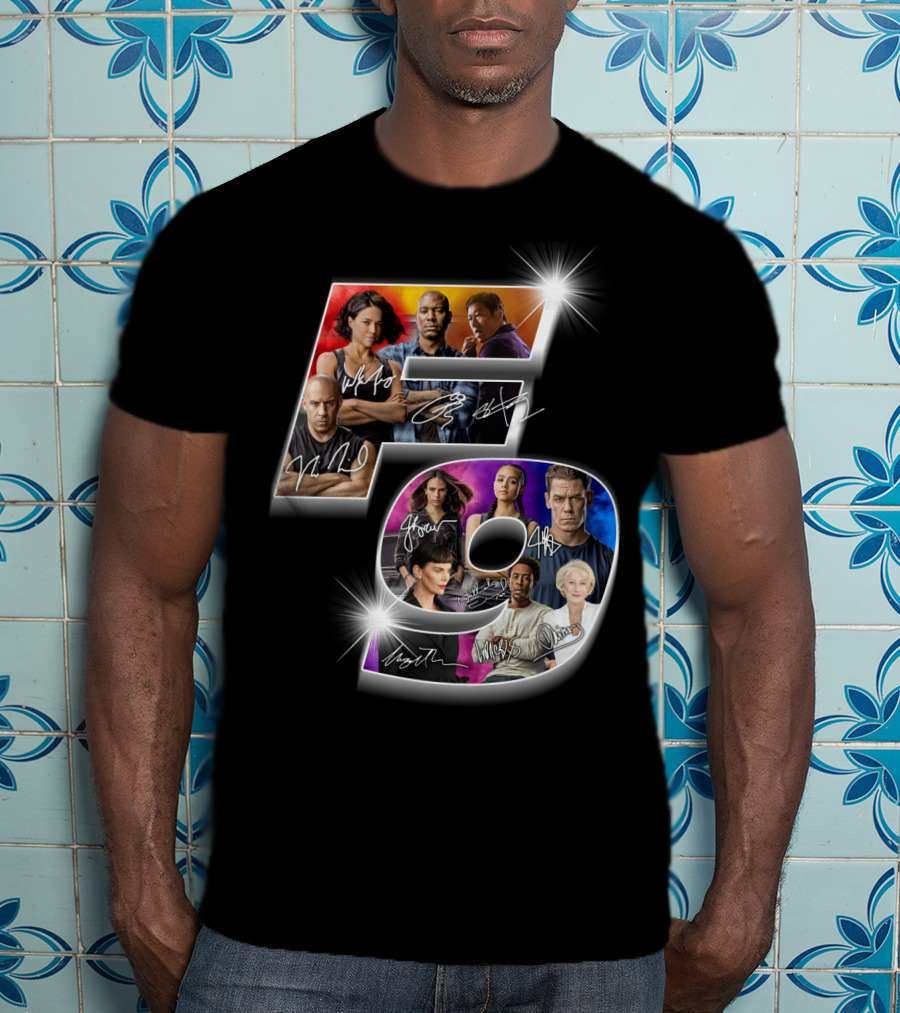 Fast And Furious 9 Cast Signatures And Character Collage T-Shirt