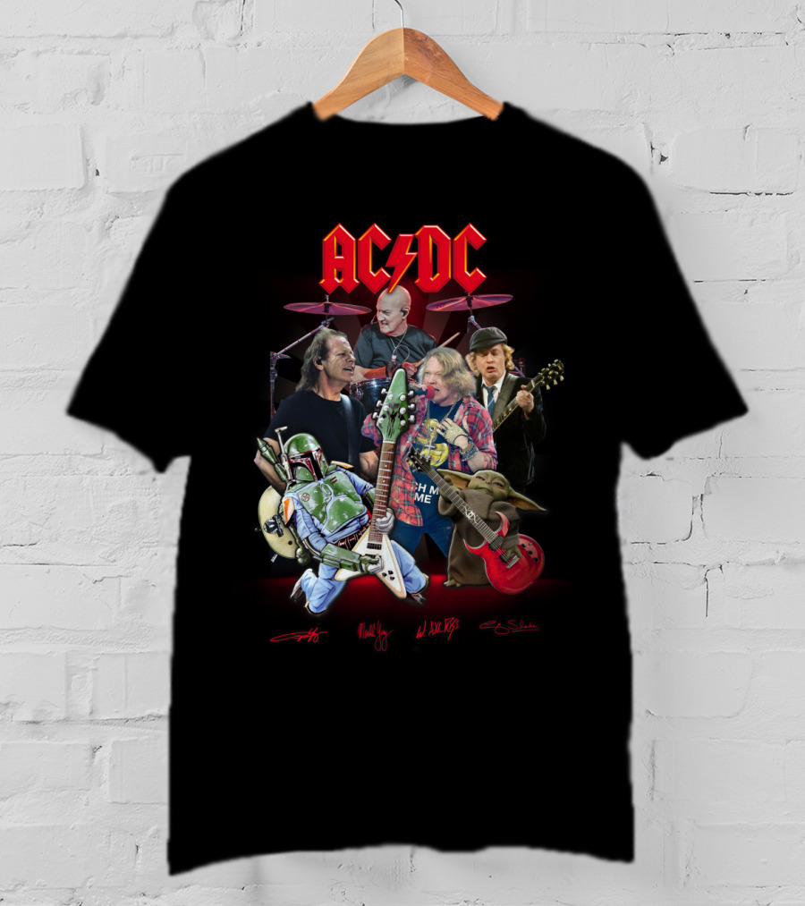 Ac Dc Star Wars Crossover Featuring Boba Fett And Grogu T-Shirt