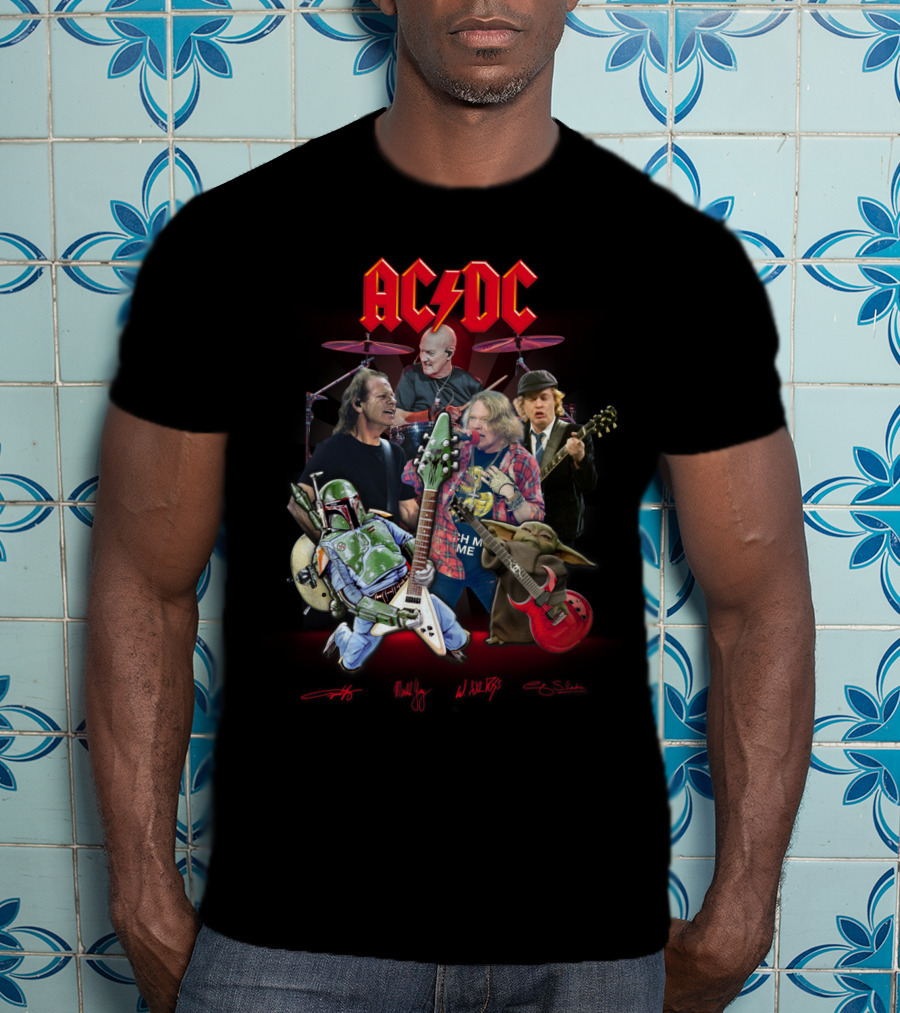 Ac Dc Star Wars Crossover Featuring Boba Fett And Grogu T-Shirt