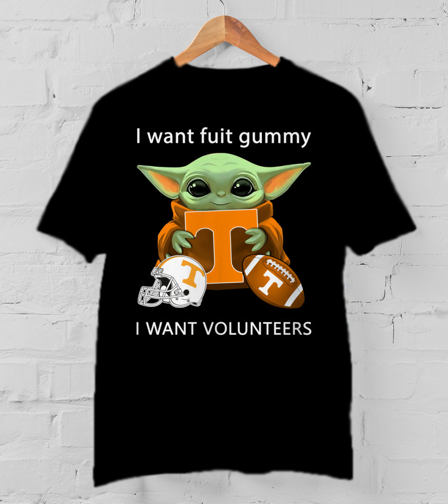 I Want Fuit Gummy T Volunteers Helmet Football Baby Yoda T-Shirt