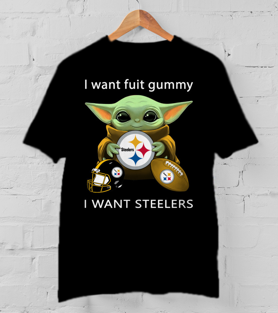 I Want Fuit Gummy I Want Steelers Baby Alien Star Steelers Football Helmet T-Shirt