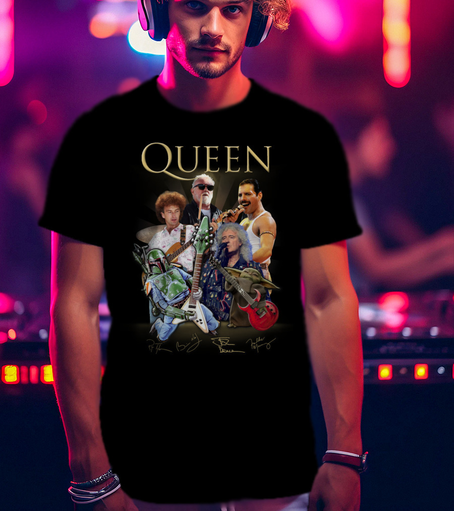 Queen 38 Band Boba Fett Baby Yoda Rock Legends T-Shirt