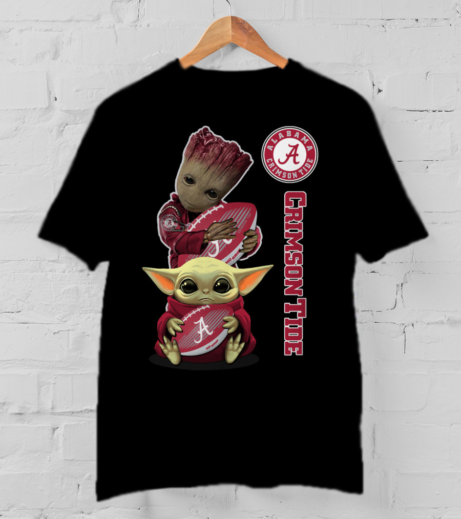 Alabama Crimson Tide Groot Baby Yoda Football T-Shirt