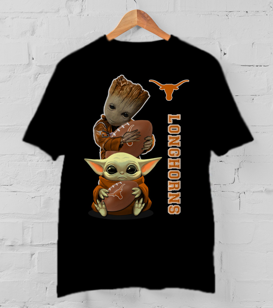 Longhorns Ncaa 41 Groot Baby Yoda Football T-Shirt