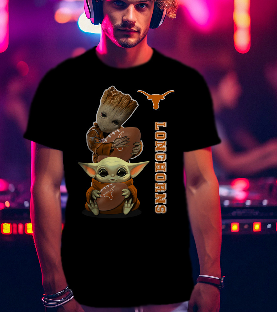 Longhorns Ncaa 41 Groot Baby Yoda Football T-Shirt