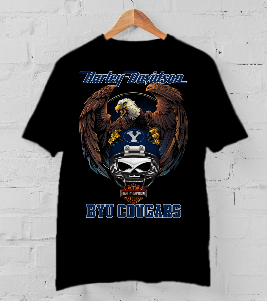 Harley Davidson Byu Cougars Ncaa Eagle Football Helmet T-Shirt