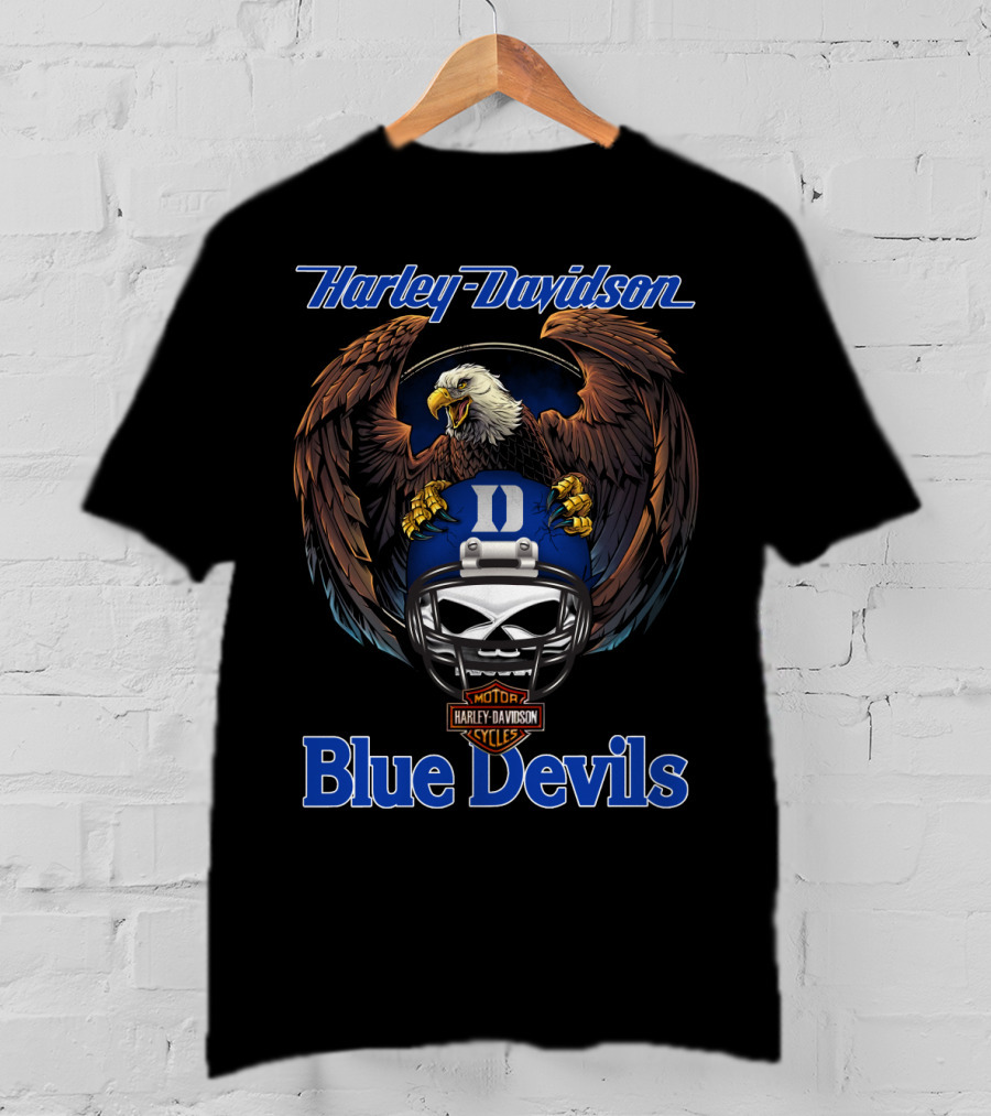 Harley Davidson Blue Devils Eagle Helmet Motorcycles T-Shirt
