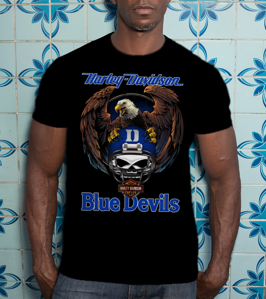Harley Davidson Blue Devils Eagle Helmet Motorcycles T-Shirt
