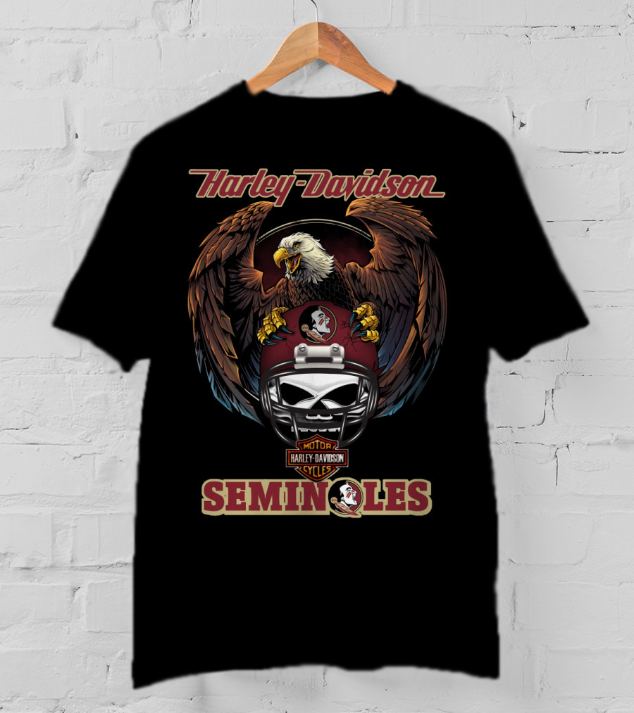 Harley Davidson Motor Cycles Seminoles Ncaa Fss Eagles Helmet T-Shirt