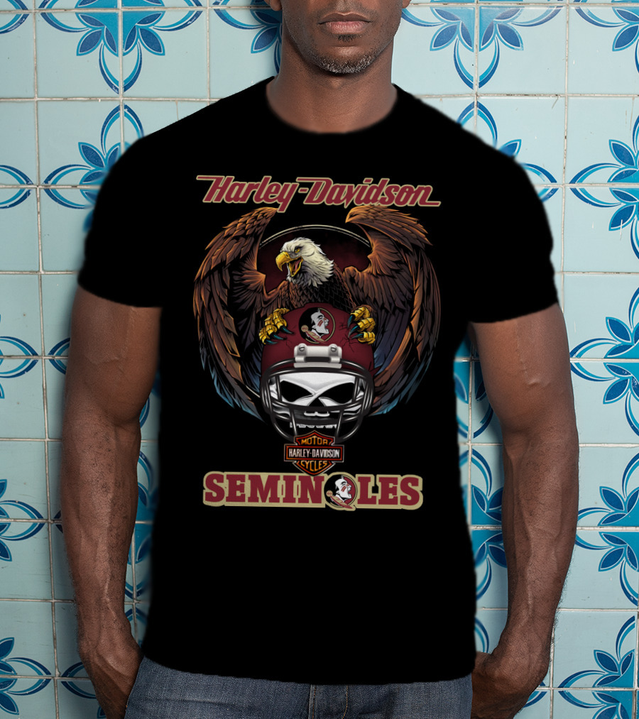 Harley Davidson Motor Cycles Seminoles Ncaa Fss Eagles Helmet T-Shirt