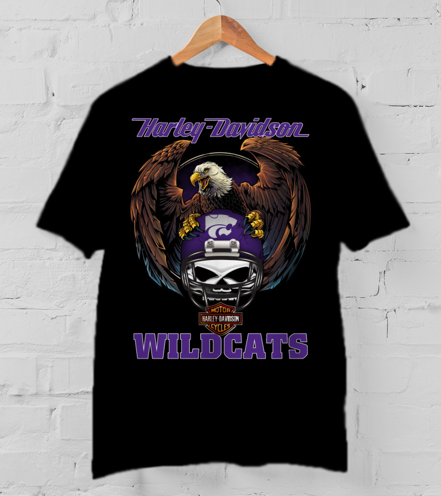 Harley Davidson Wildcats Motorcycle Cycles Eagle Helmet T-Shirt
