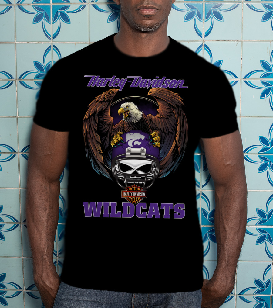 Harley Davidson Wildcats Motorcycle Cycles Eagle Helmet T-Shirt