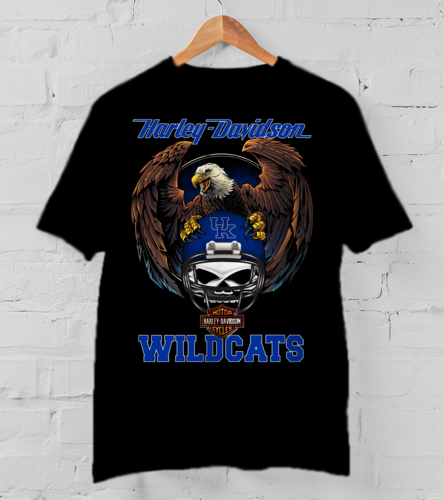 Harley Davidson Wildcats Uk Helmet American Eagle Motor Cycles T-Shirt