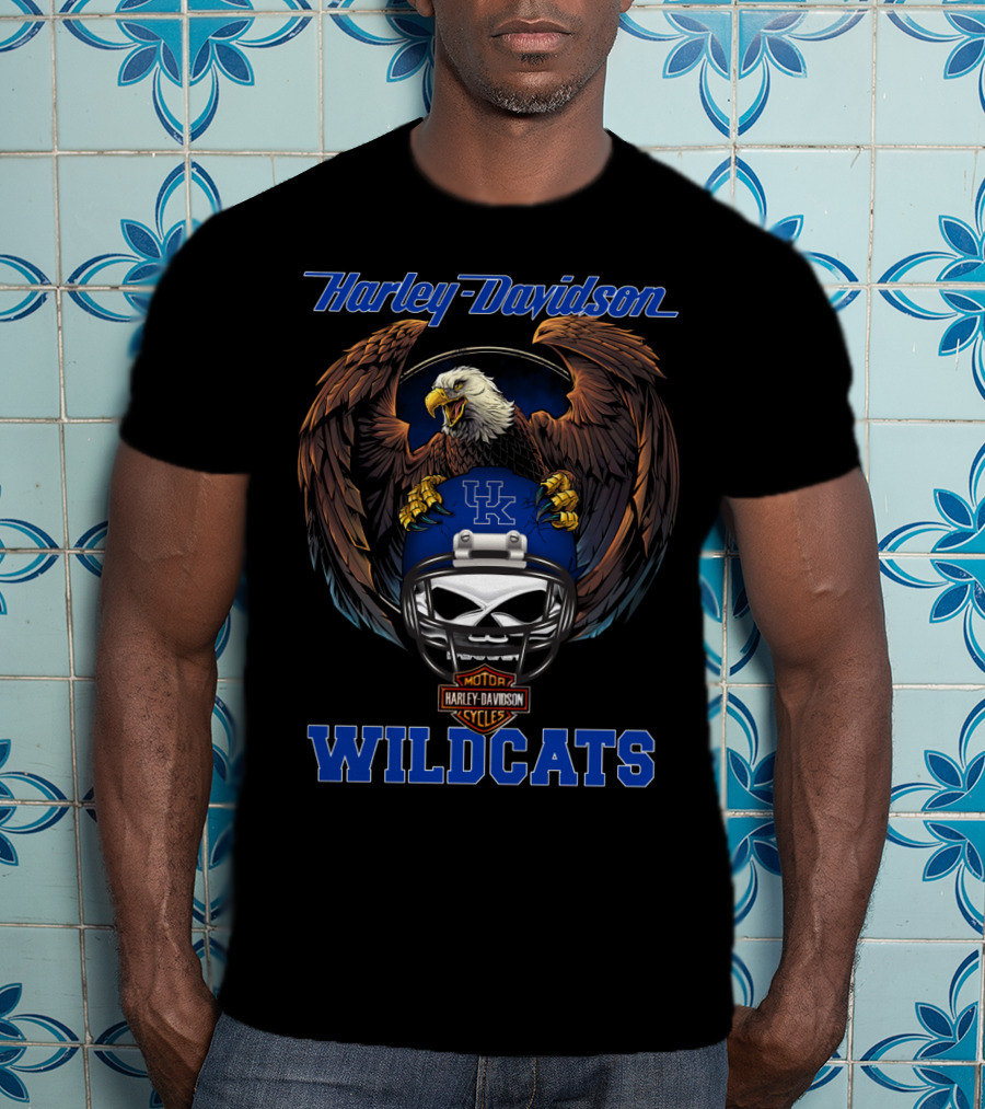 Harley Davidson Wildcats Uk Helmet American Eagle Motor Cycles T-Shirt