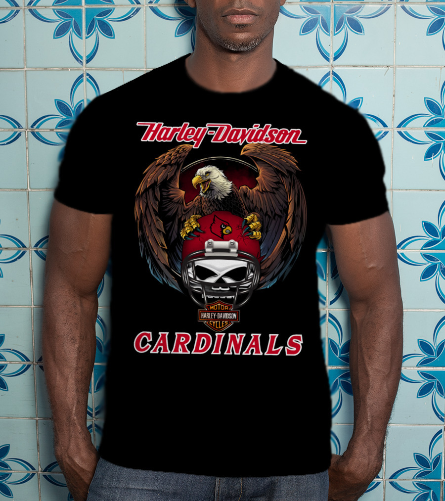 Harley Davidson Motorcycles Cardinals Eagle Ncaa T-Shirt