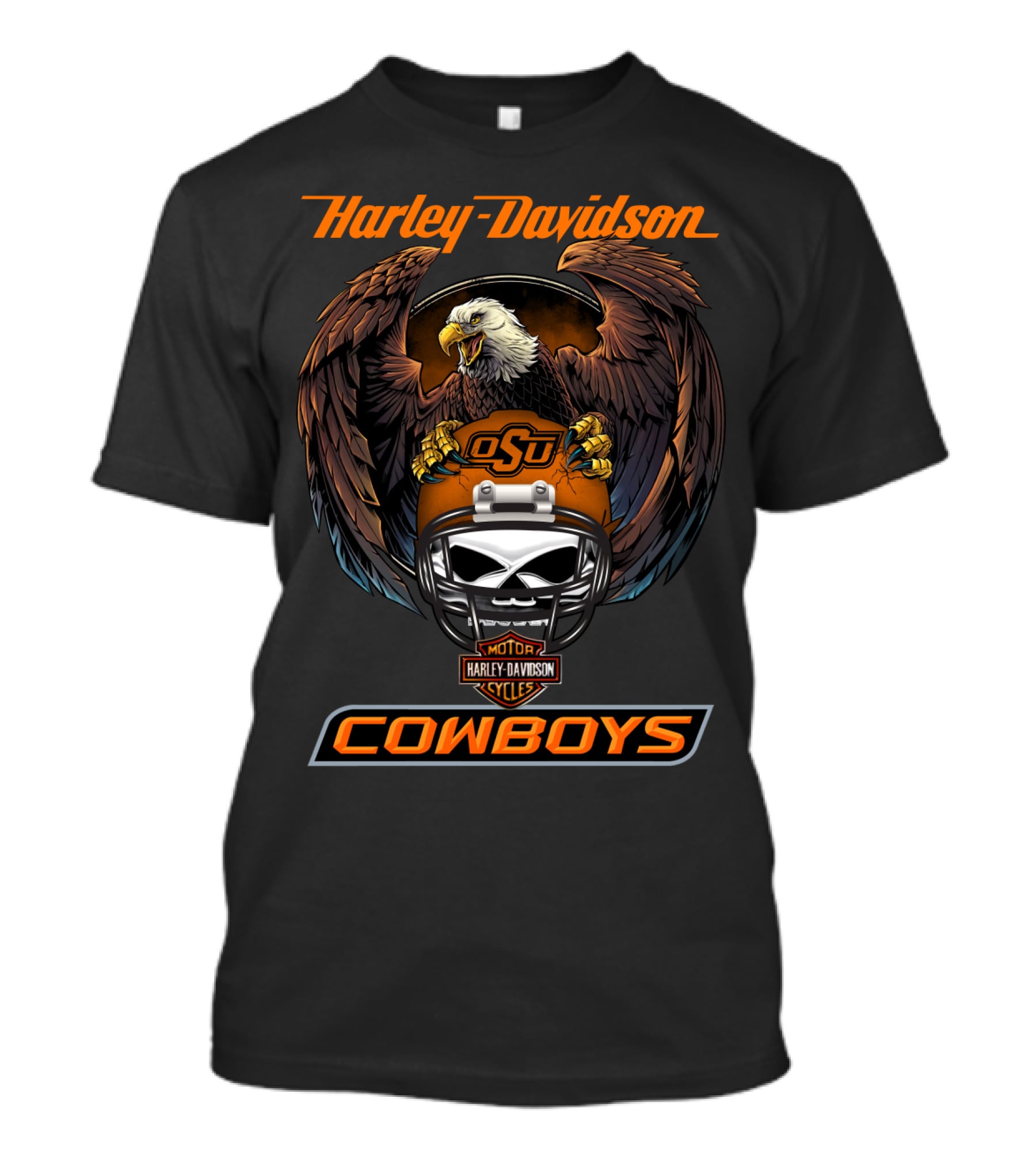 Harley Davidson Osu Cowboys Ncaa Eagles Helmet T-Shirt