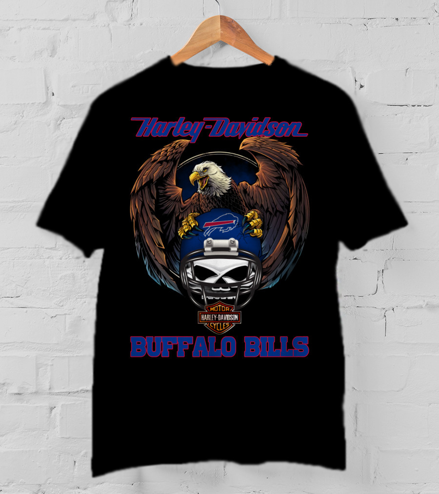 Harley Davidson Buffalo Bills Eagle Helmet Nfl Motorcycles T-Shirt